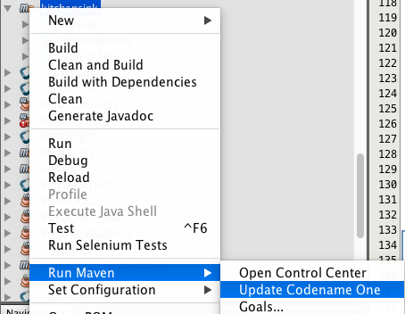 netbeans update codenameone